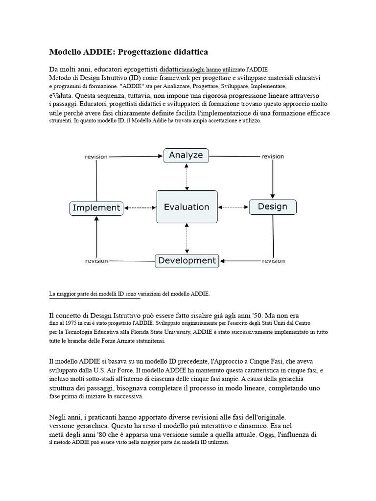 Modello Addie Di Progettazione Didattica | PDF