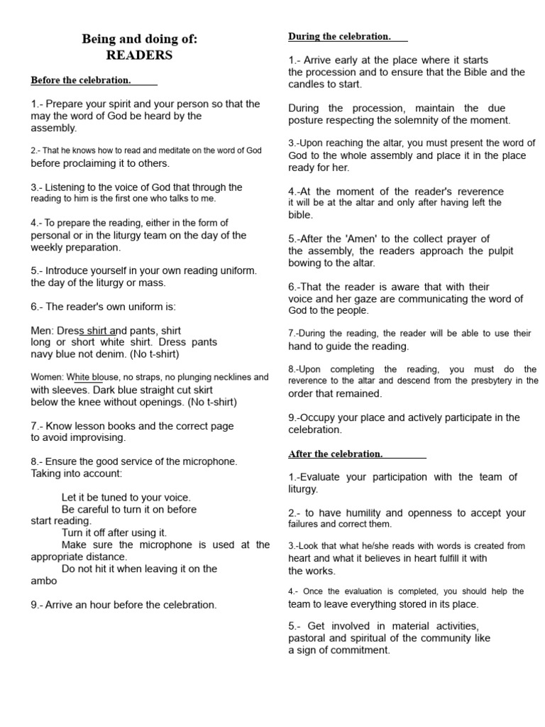 Guidelines for Liturgical Readers and Psalmists | PDF | Psalms | Pulpit