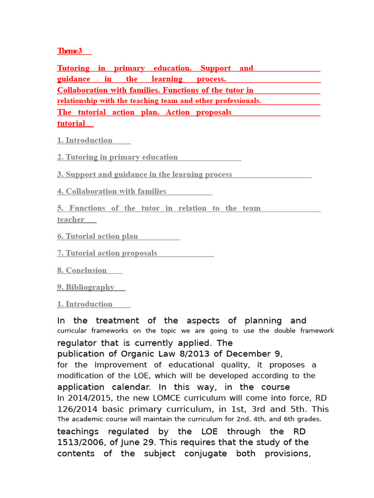 Topic 3 Summary of Primary Education Competitions LOMCE/LOE | PDF ...