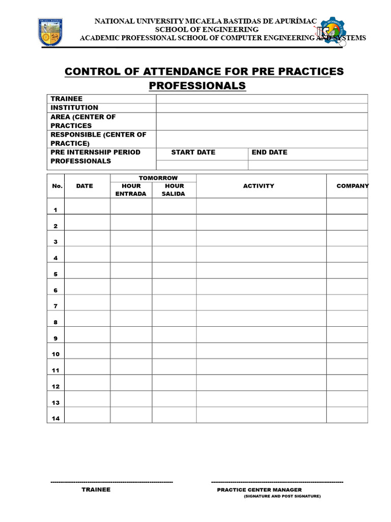 Attendance Control for Computer Interns | PDF