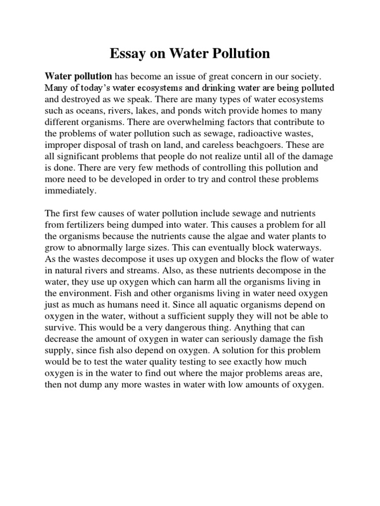 🎉 How to prevent water pollution essay. Essays on How To Prevent Water Pollution. Free essay