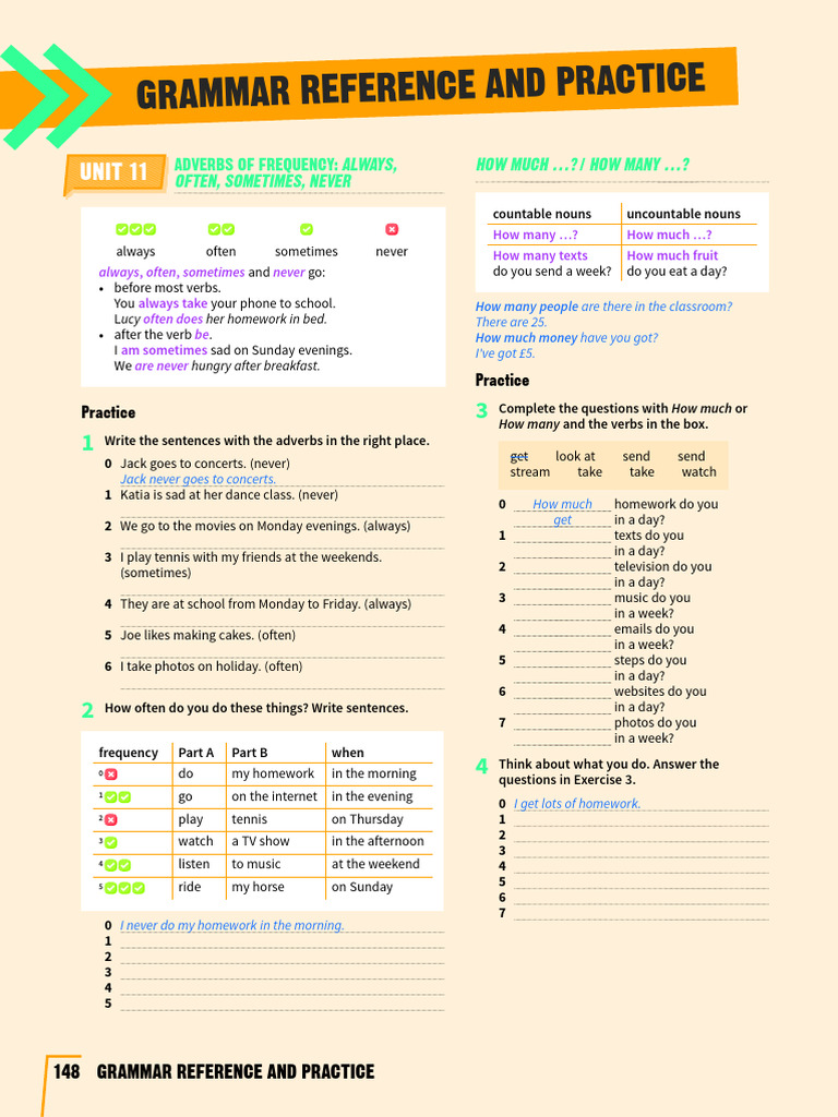 Adverbs of Frequency and Quantity Guide | PDF | Adverb | Morphology