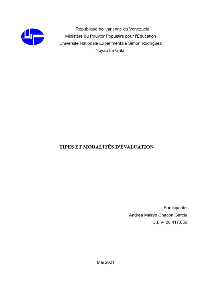 Types et modalités d'évaluation éducative | PDF | Apprentissage ...