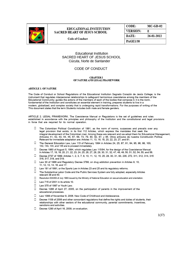 Code of Conduct of the Sacred | PDF