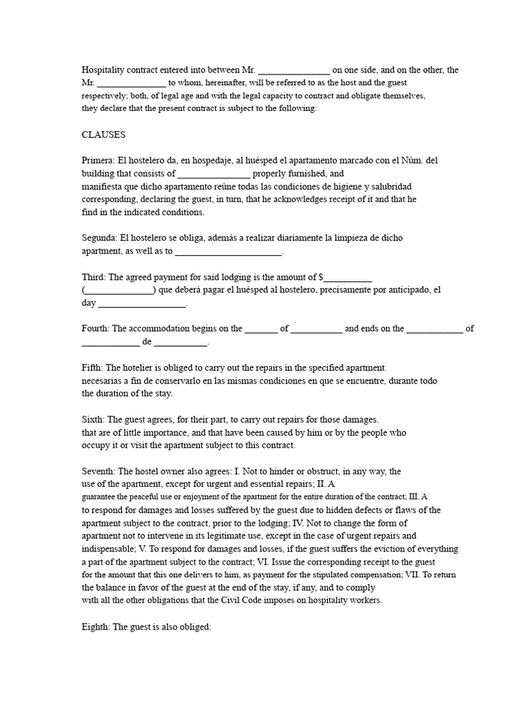 Accommodation Contract Template | PDF | Common Law | Private Law
