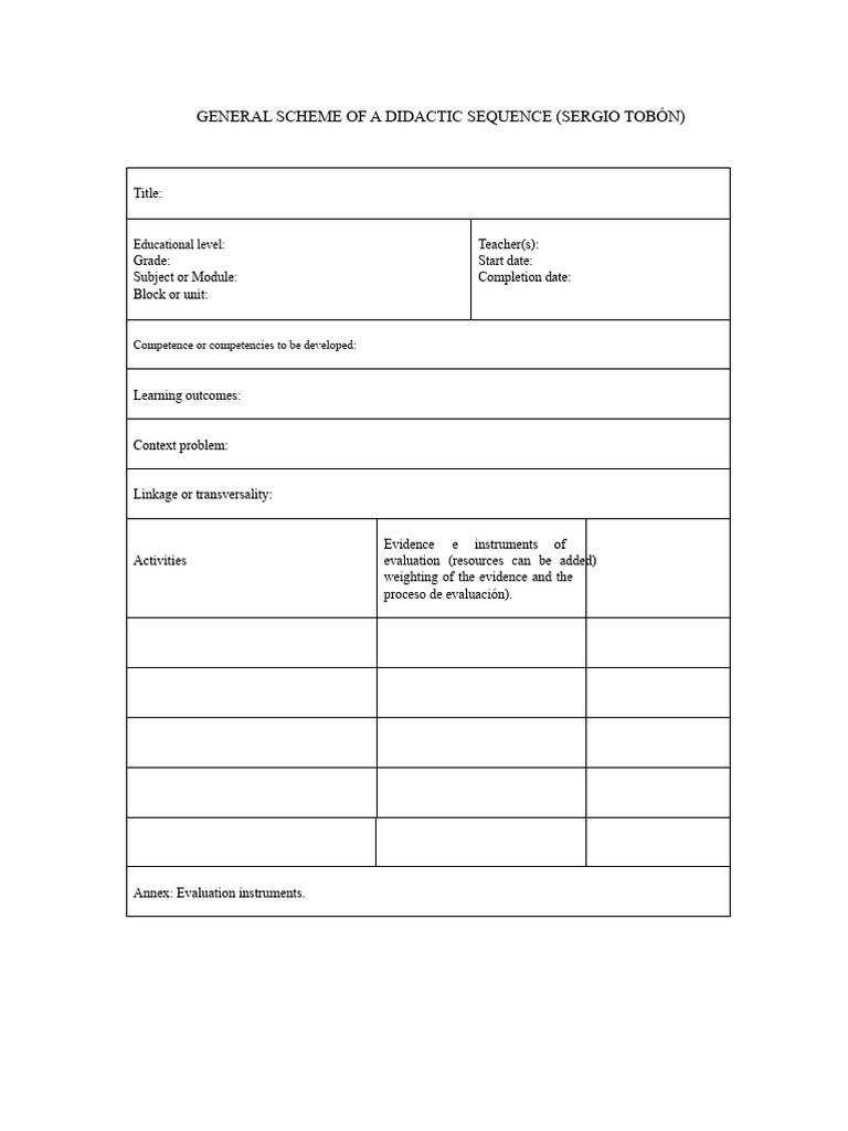 Didactic Sequence Framework Guide | PDF | Evaluation | Cognition