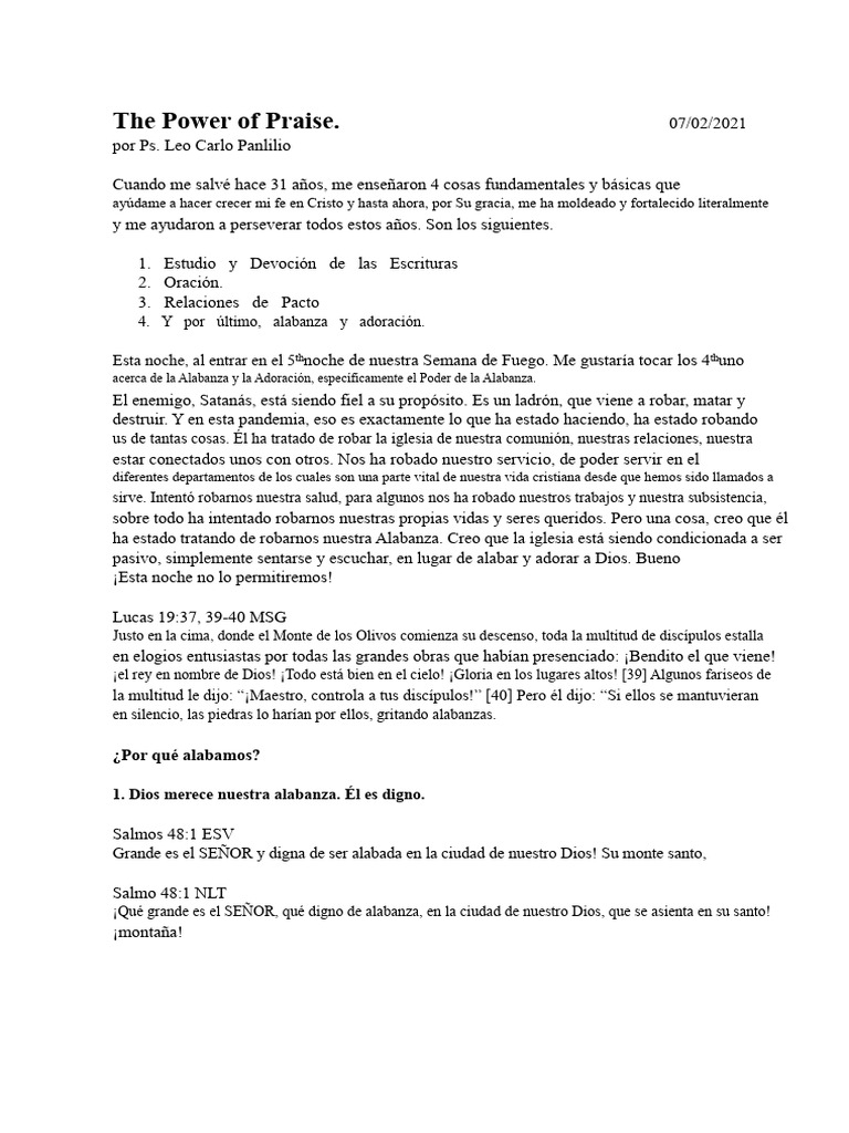 El Poder Transformador de la Alabanza | PDF | David | Saulo