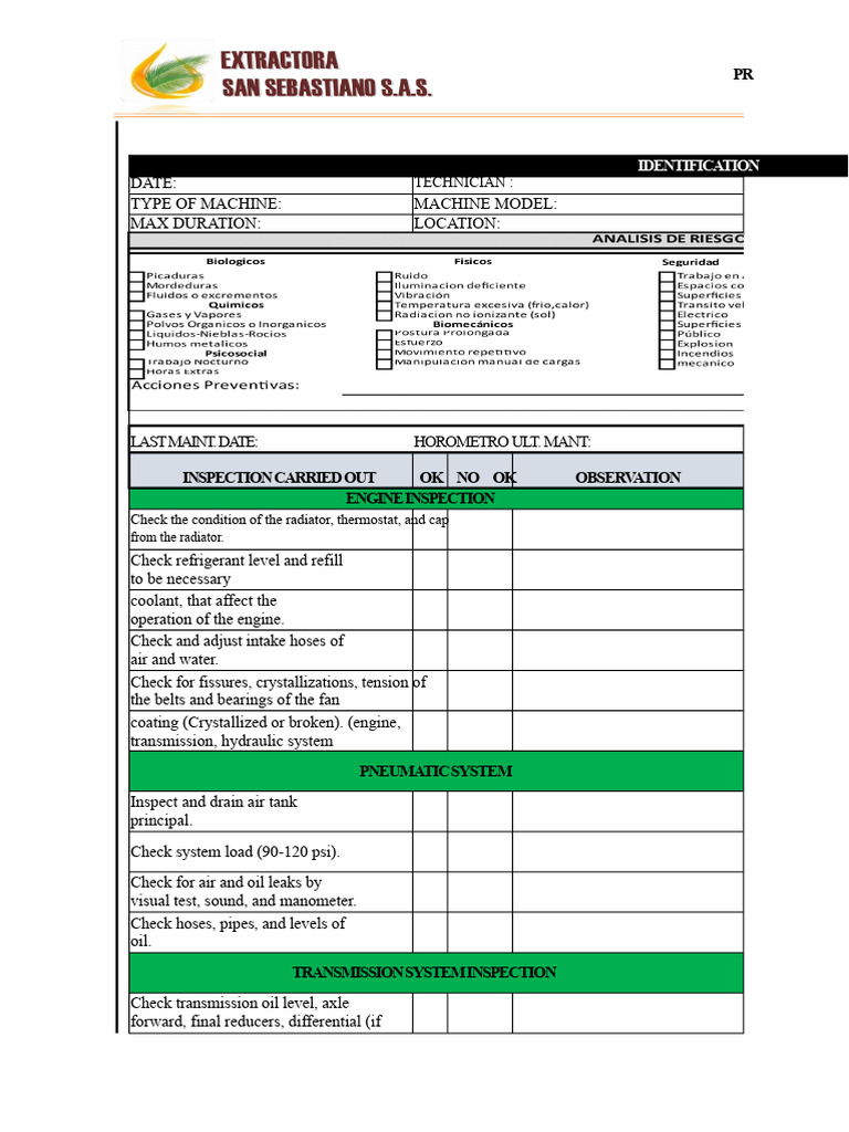 Comprehensive Machine Inspection Checklist | PDF | Bearing (Mechanical ...