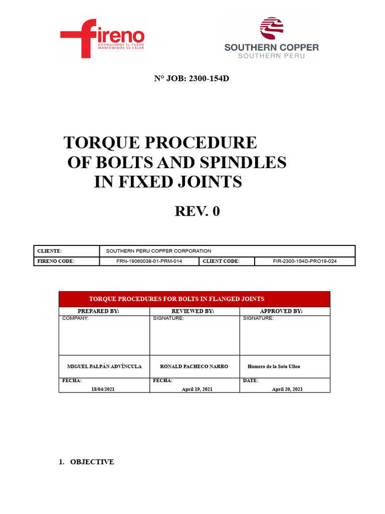 FIR-2300-154D-PRO19-024 Torque Procedure For Flanged Joints | PDF ...