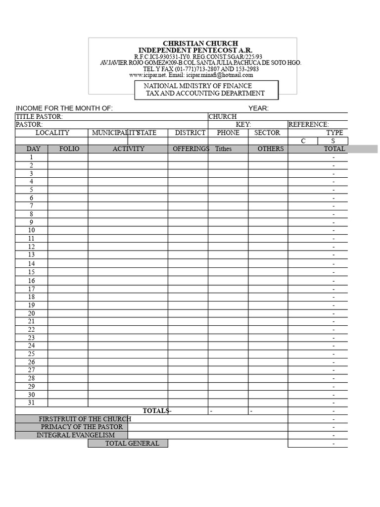Monthly Income Report for Church | PDF | Tithe | Economies