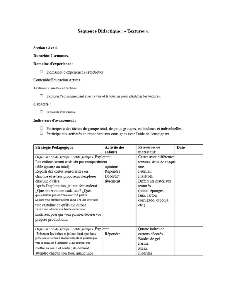 Séquence Didactique Textures | PDF