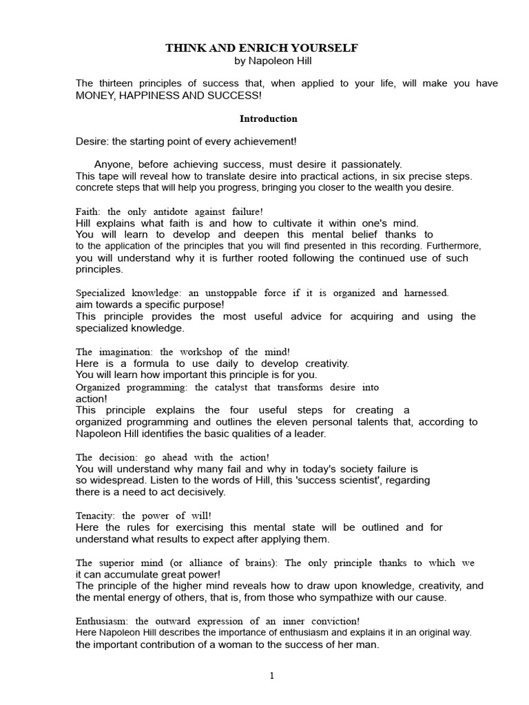 13 Principles for Wealth and Success | PDF | Thought | Unconscious Mind