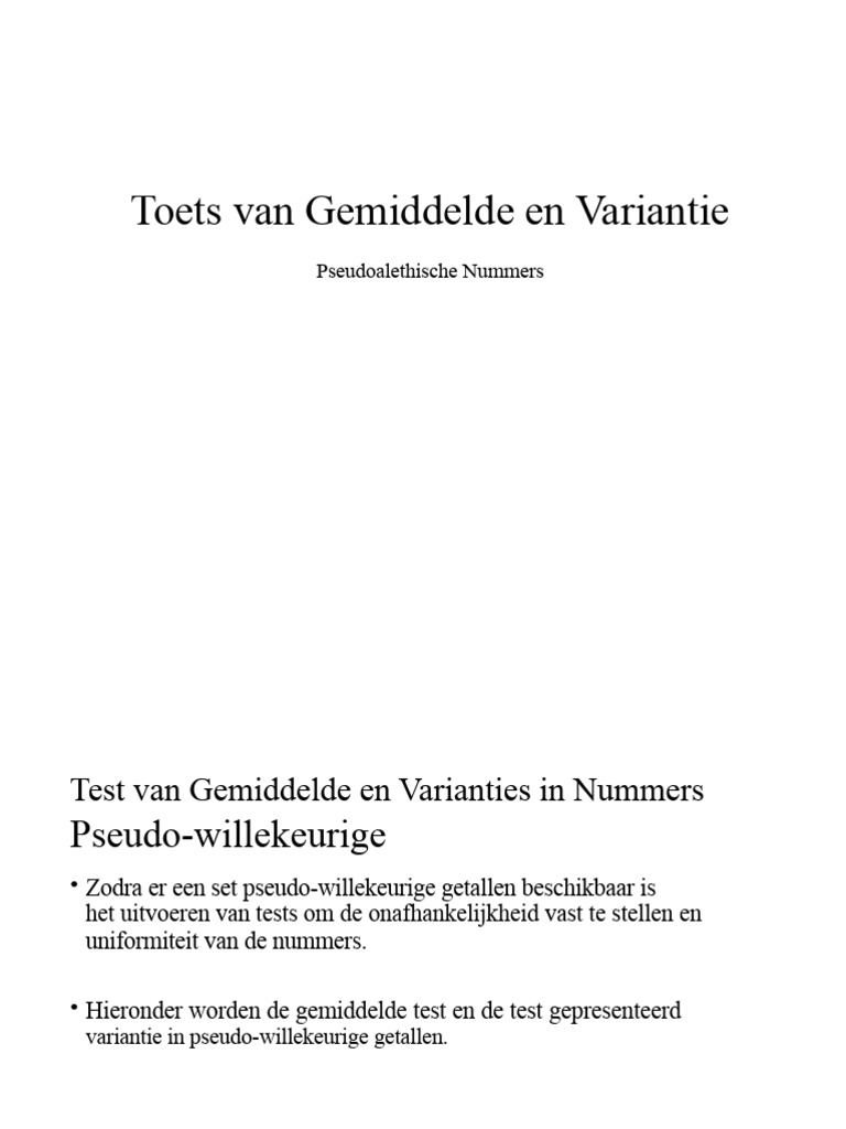 Test Van Gemiddelde en Variantie | PDF