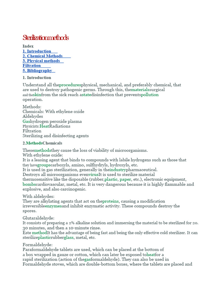 Sterilization Methods Explained | PDF | Sterilization (Microbiology)