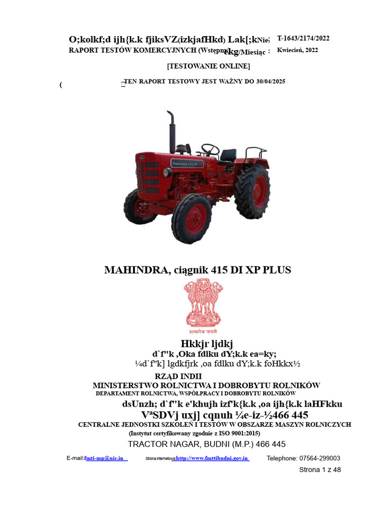Mahindra 415 Di XP Plus | PDF