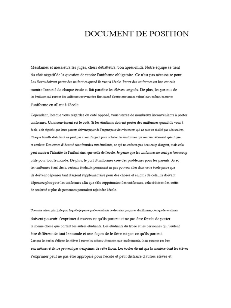 Contre l'uniforme scolaire obligatoire | PDF