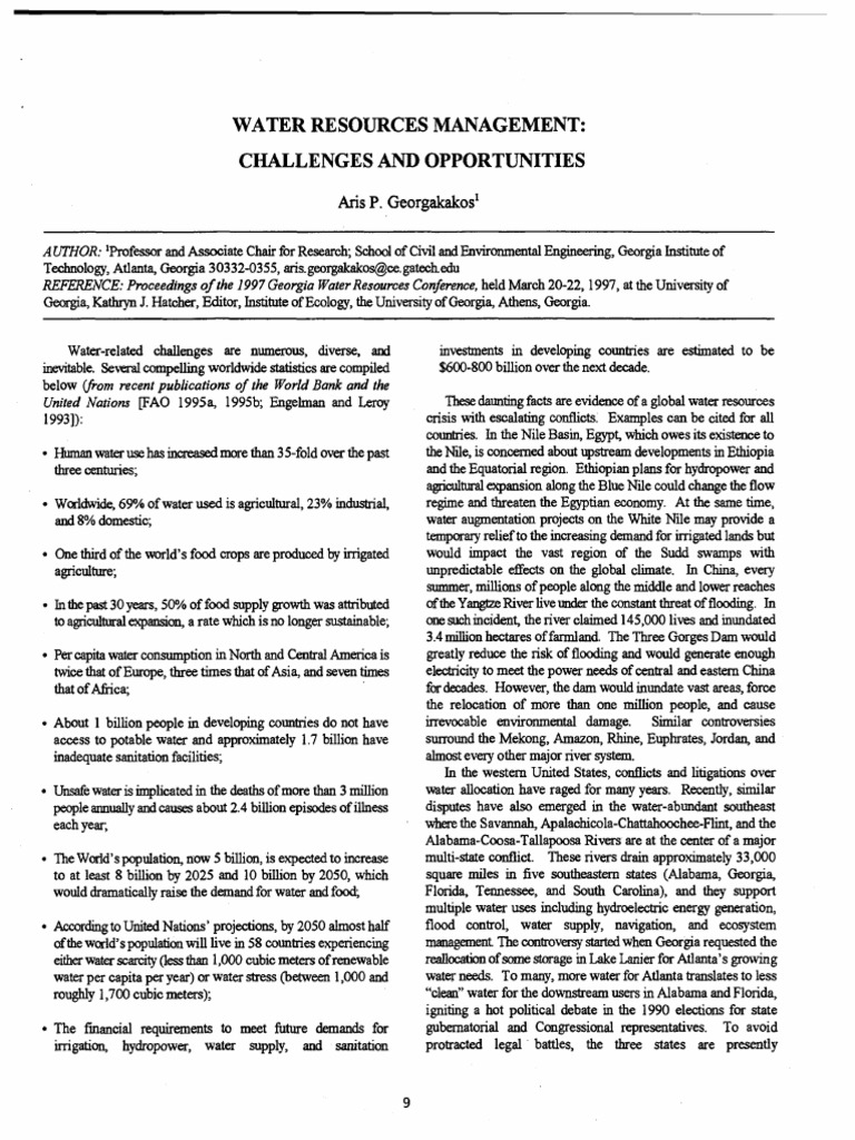 Water Resources Management Challenges | PDF | Water Resources | Nile