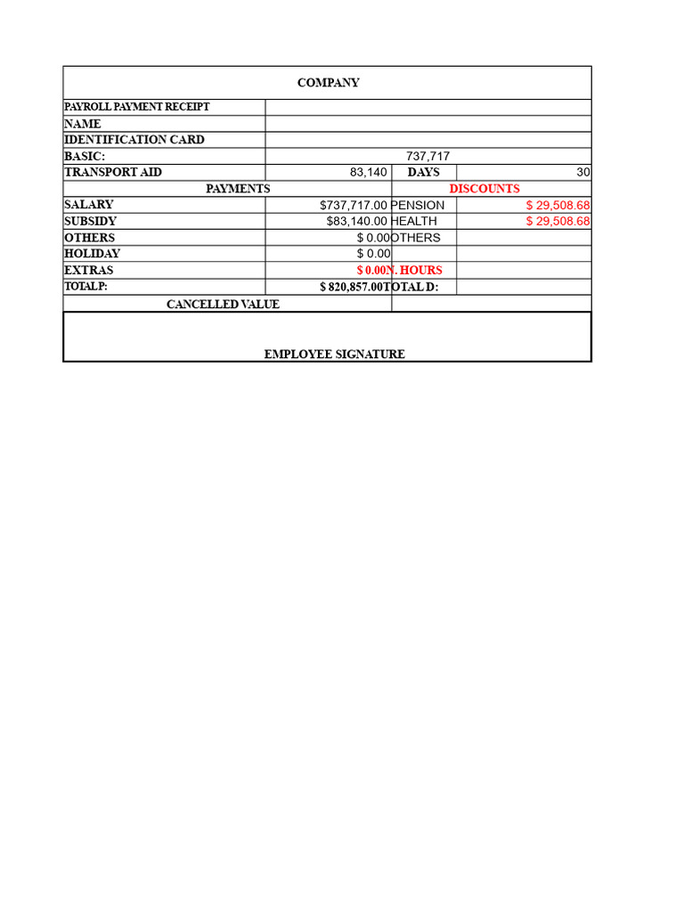 Payroll Payment Receipt Breakdown | PDF