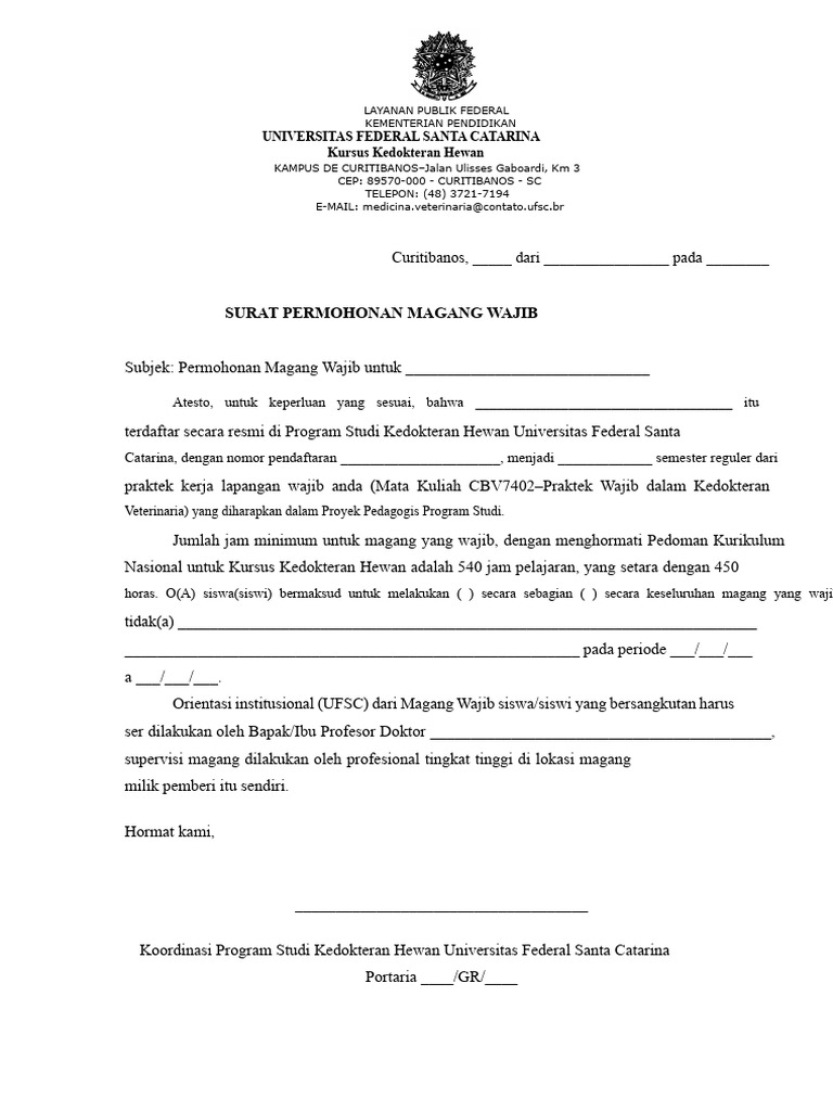 Model Permohonan Magang | PDF