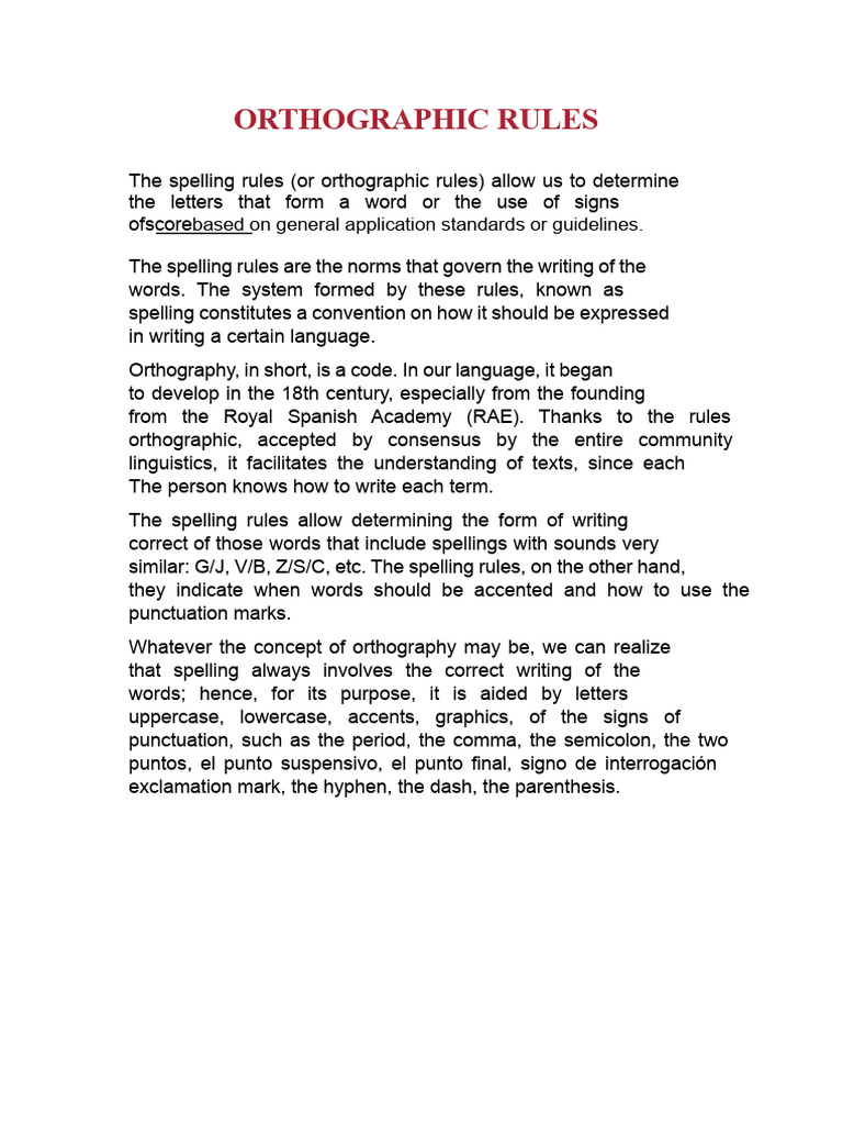 ORTHOGRAPHIC RULES.docx | PDF | Orthography | Spelling