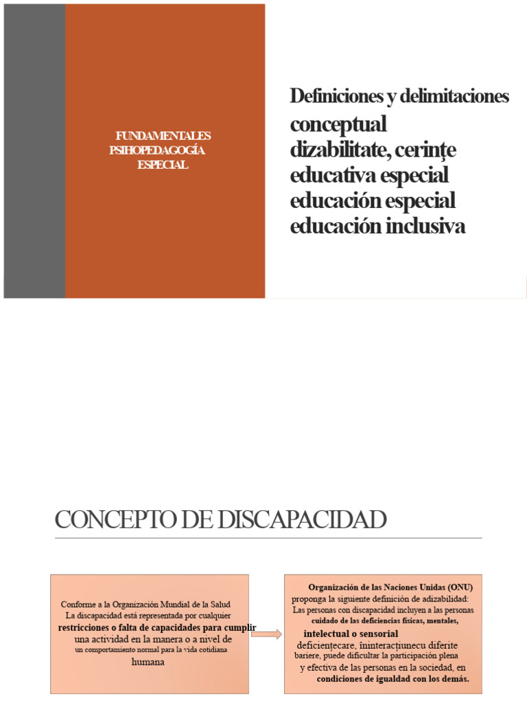 Definiciones de Discapacidad y Educación Especial | PDF | Invalidez ...