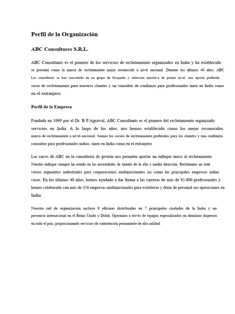 Capítulo 2 Perfil de La Empresa ABC Consultores | PDF | Economias ...