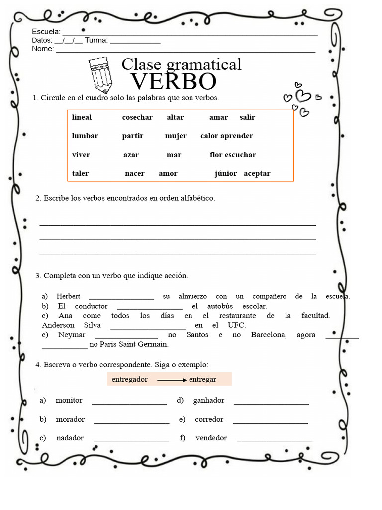 Ejercicios de Verbos en Español | PDF | Verbo | Sintaxis