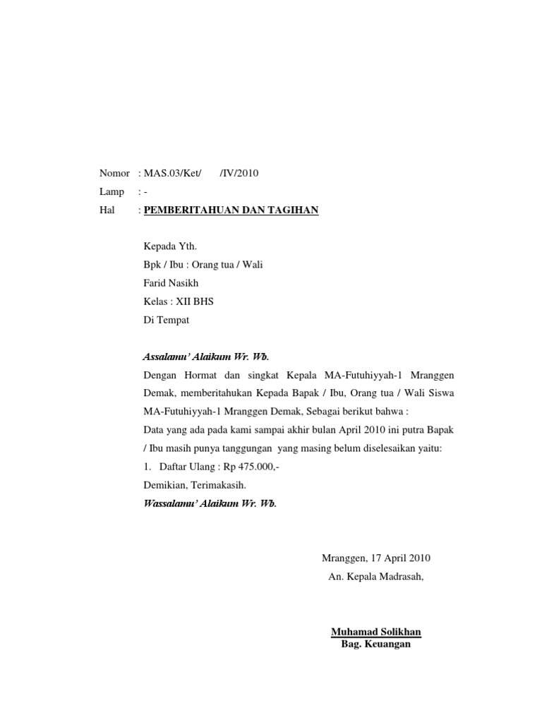 Surat Tagihan 2010  PDF