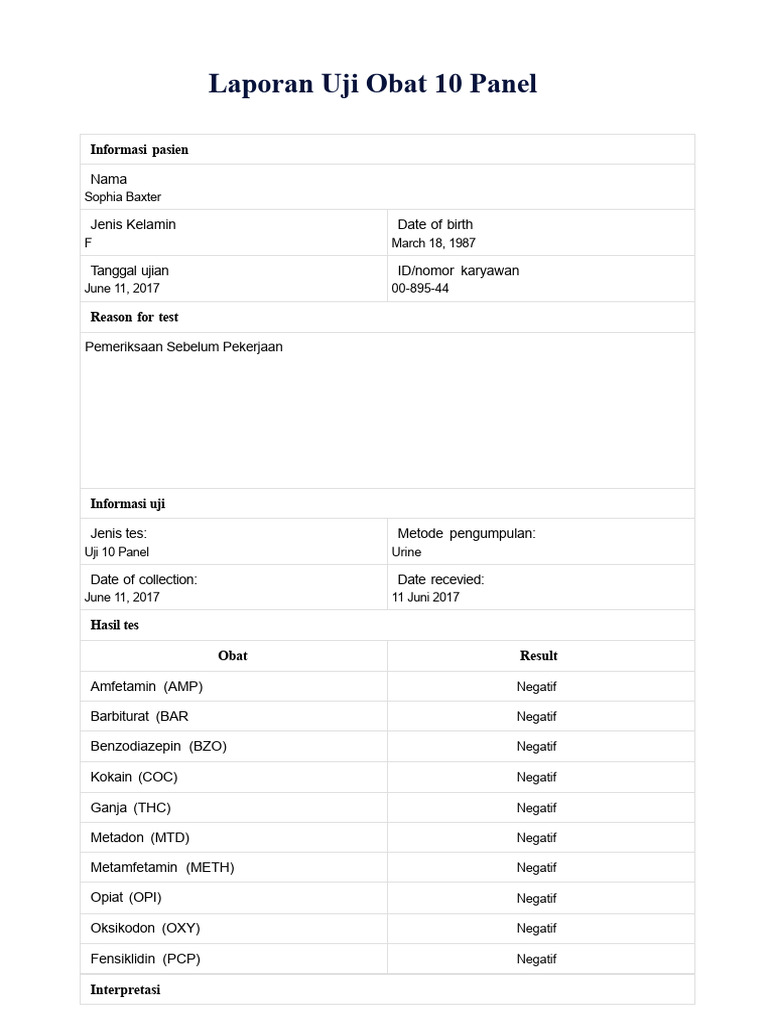 Laporan Uji Obat 10 Panel Negatif | PDF