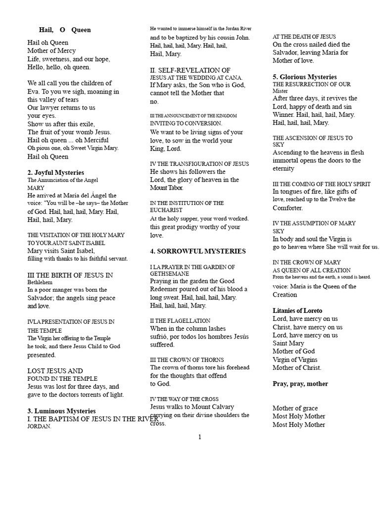 Hail Mary: Prayers and Mysteries | PDF | Mary, Mother Of Jesus | Rosary