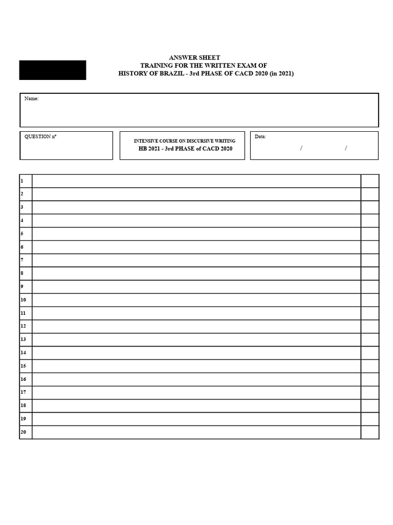 CACD Answer Sheet Model - 90 Lines | PDF