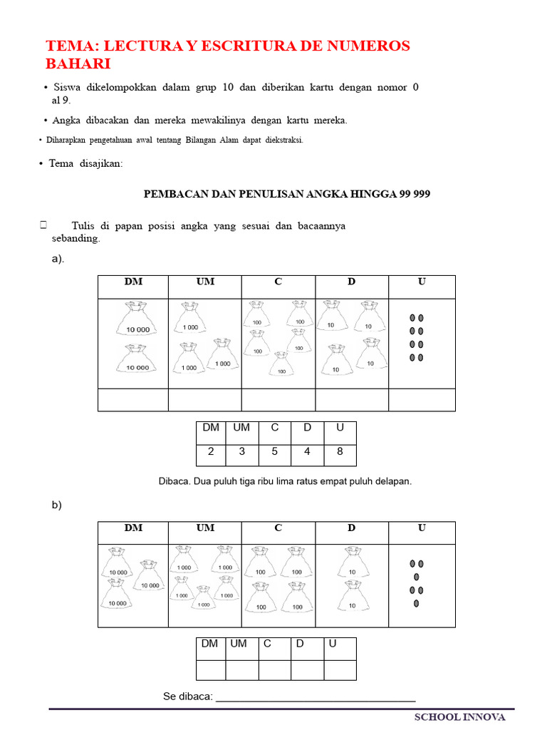 Pembacaan dan Penulisan Angka 0-99.999 | PDF