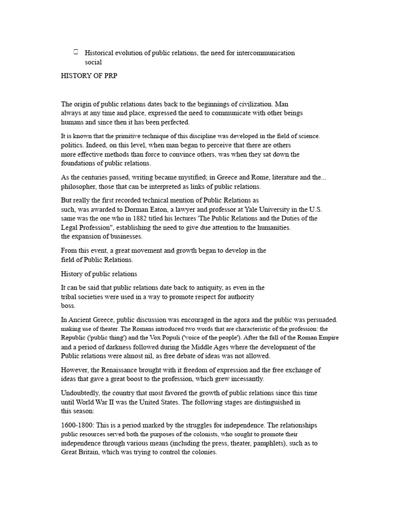 Evolution of Public Relations History | PDF | Public Relations ...