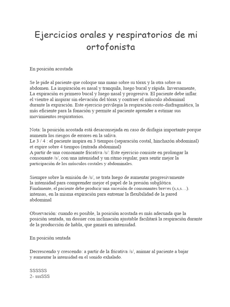 Ejercicios de respiración y fonación | PDF | Vocal | Sistema respiratorio