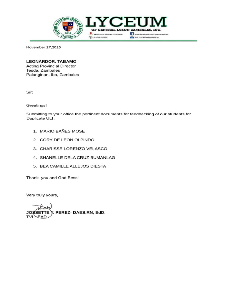 Request for Duplicate ULI Corrections | PDF