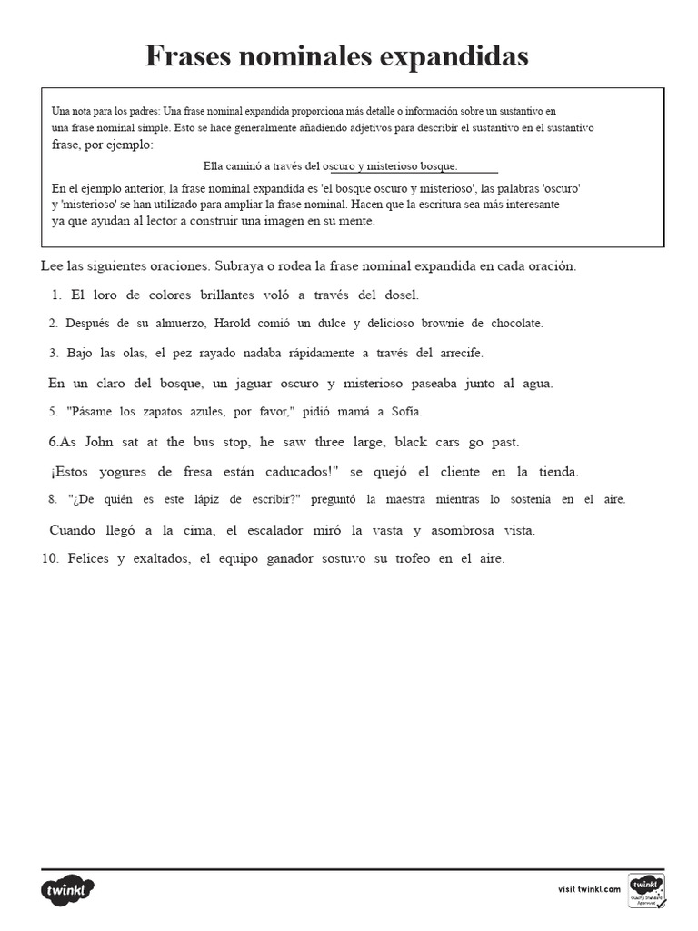 Frases nominales expandidas en escritura | PDF | Lingüística | Gramática