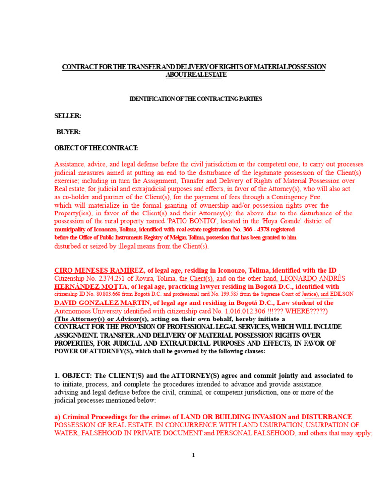 Real Estate Rights Transfer Contract | PDF | Lawyer | Property