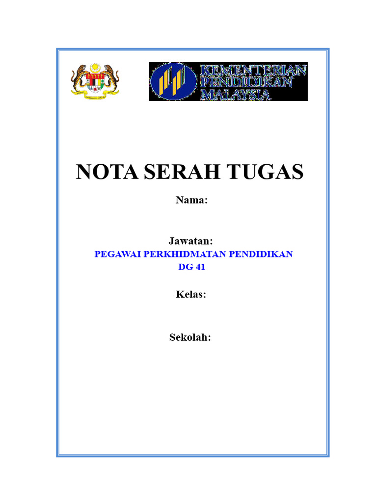 Contoh Nota Serah Tugas | PDF