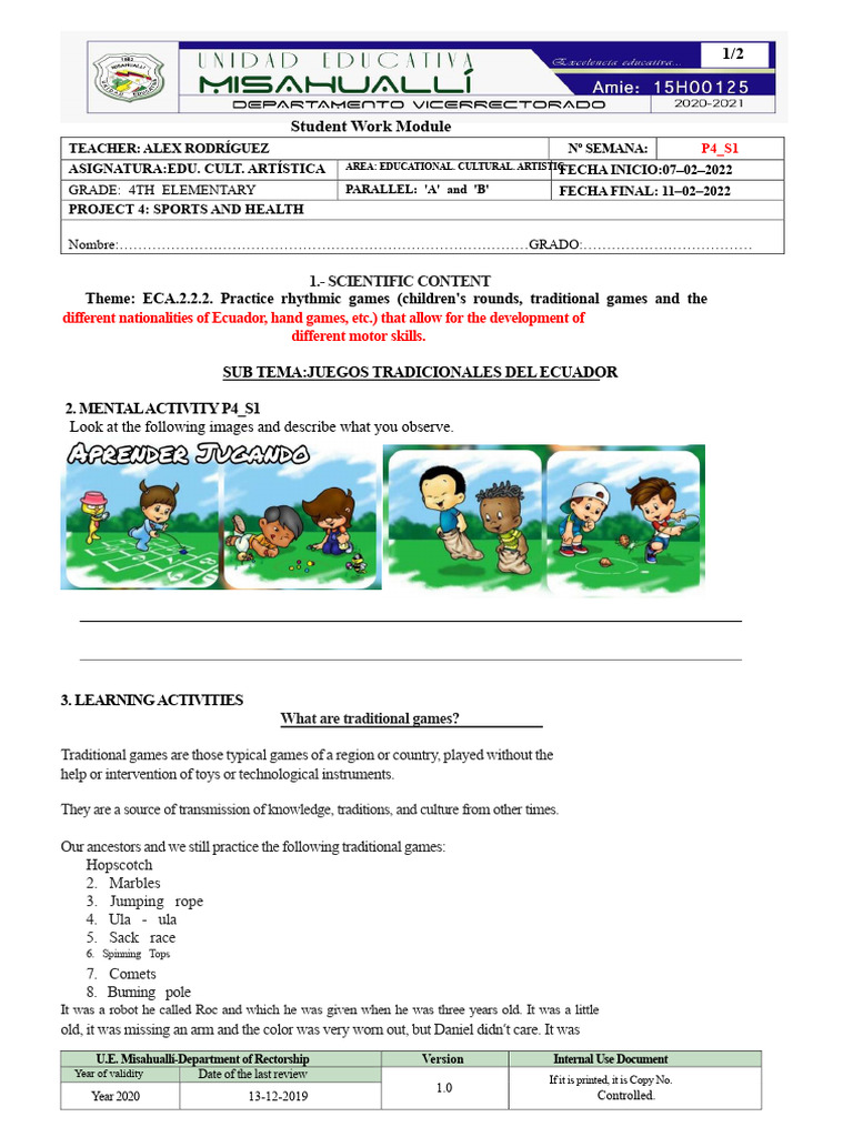 4TH GRADE_ECA_P4_S1 | PDF | Chess Openings | Chess