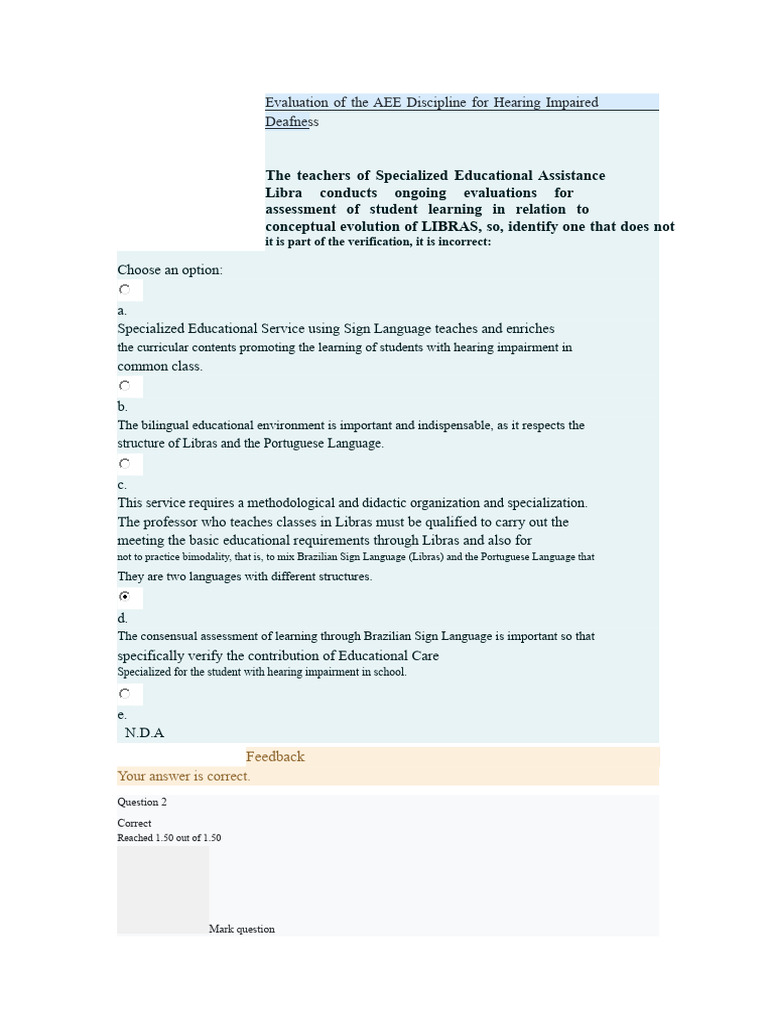 Evaluation of The AEE Discipline For Hearing Impaired and Deafness ...