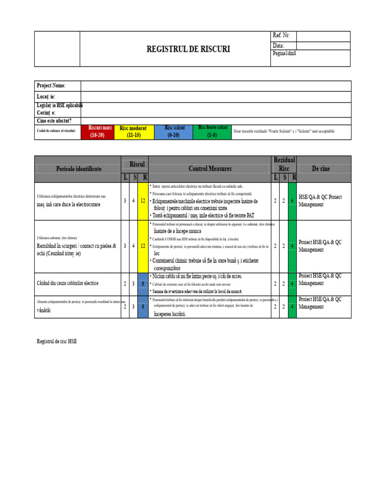 Registrul de Riscuri Hse-Ra | PDF