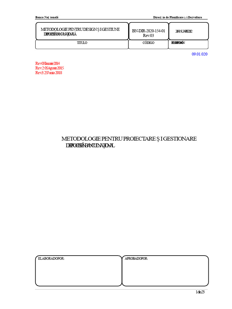 Bn-Dir-2820-154-01 Rev.3 Metodologie Design Gestionare Procese BN PDF | PDF