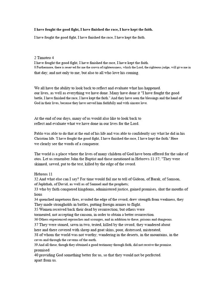 I have fought the good fight. | PDF | Abraham | Jesus