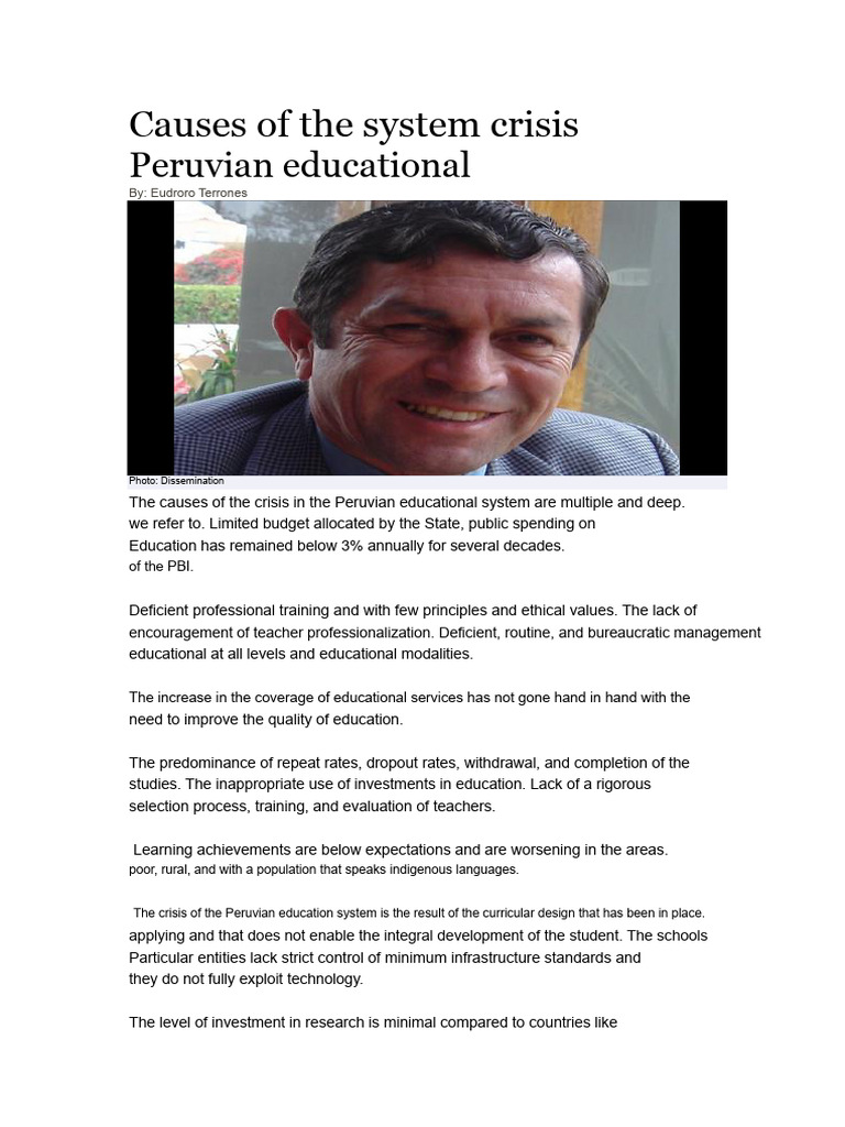 Causes of The Crisis of The Peruvian Educational System | PDF ...