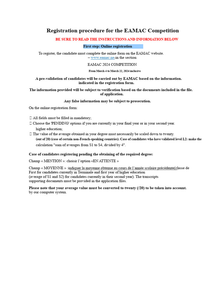 Enrollment Procedure at EAMAC | PDF