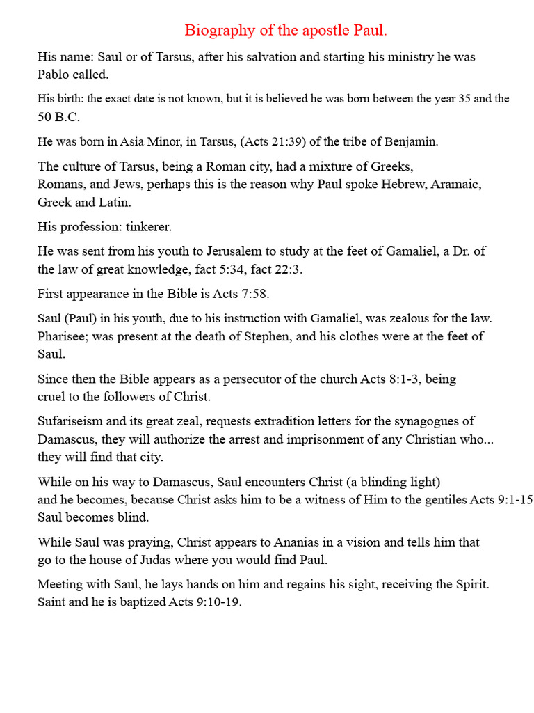 Apostle Paul's Life and Missionary Journeys | PDF | Paul The Apostle ...