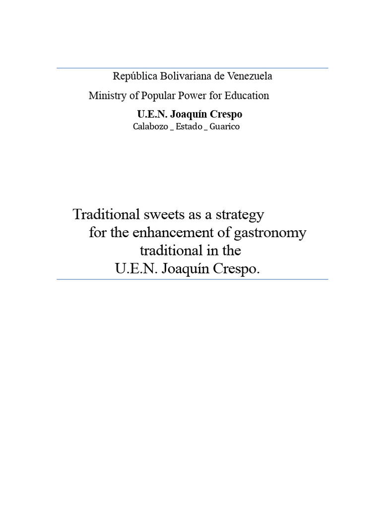 Traditional sweets as a strategy for enhancing traditional gastronomy ...