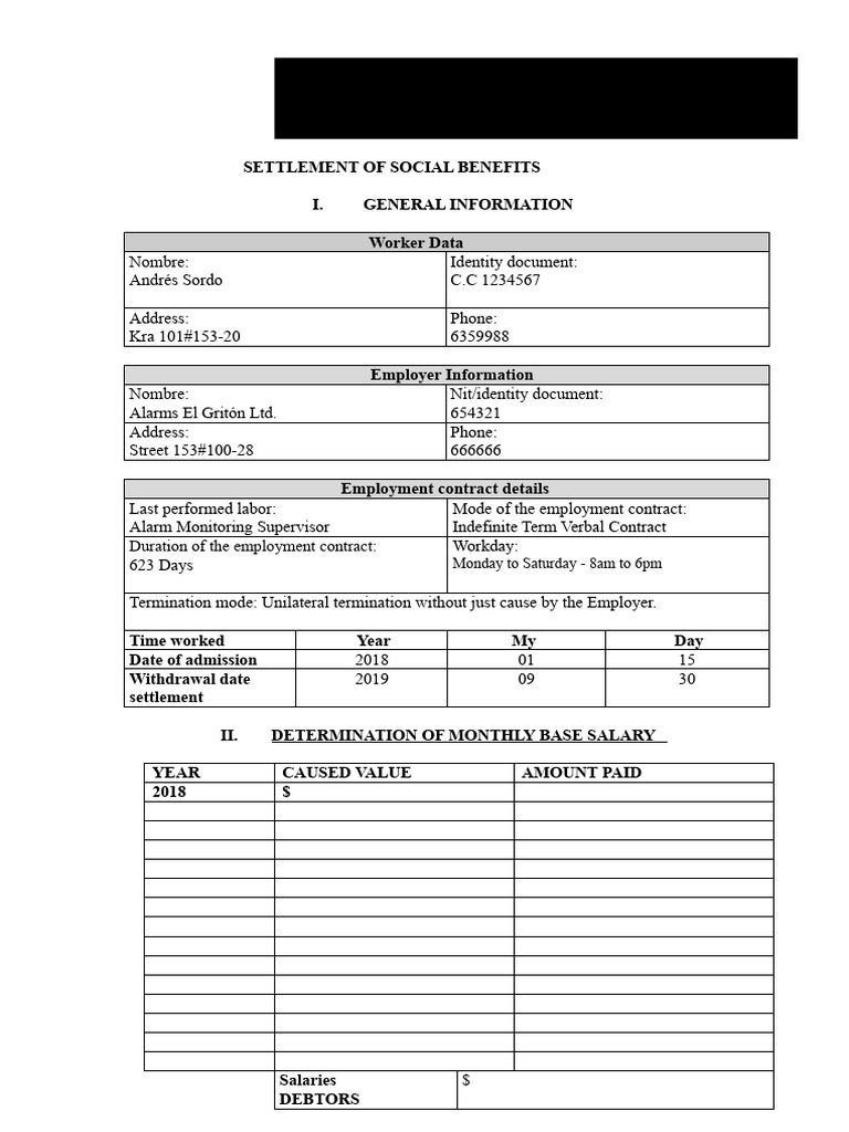 Social Benefits Settlement Guide | PDF | Salary | Employment