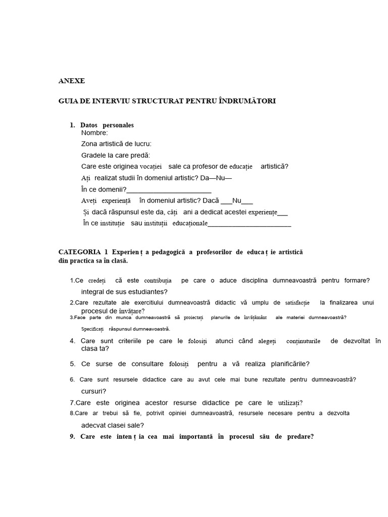 Interviu Pentru Profesor | PDF