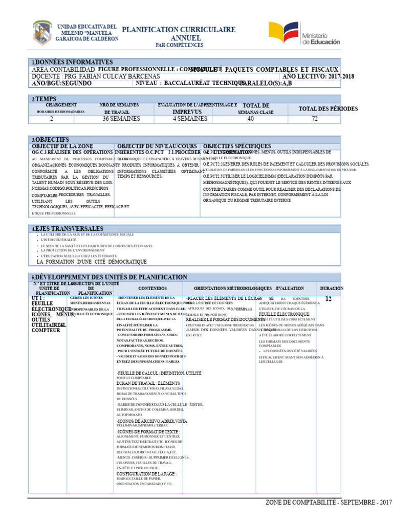 Planification annuelle en comptabilité | PDF | Microsoft Excel ...